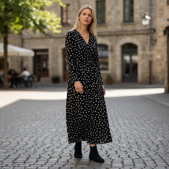 LOFT Polka Dot Long Sleeve Dress - Picture 3 of 15